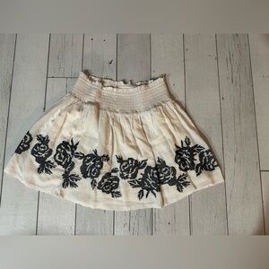 Olive & Oak Cream Skirt with Black Floral Embroidery